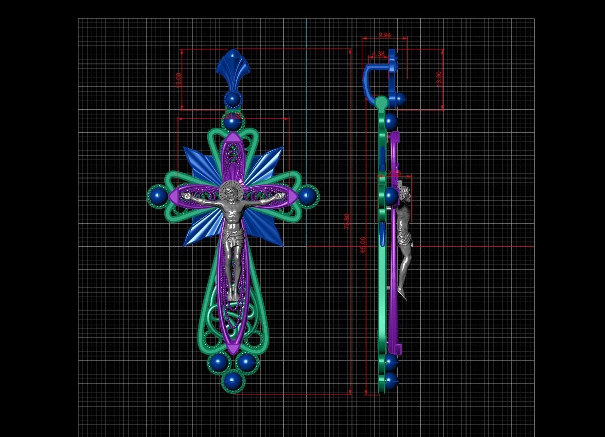 Orthodox cross with the image of Jesus cnc model or  3D print model_13