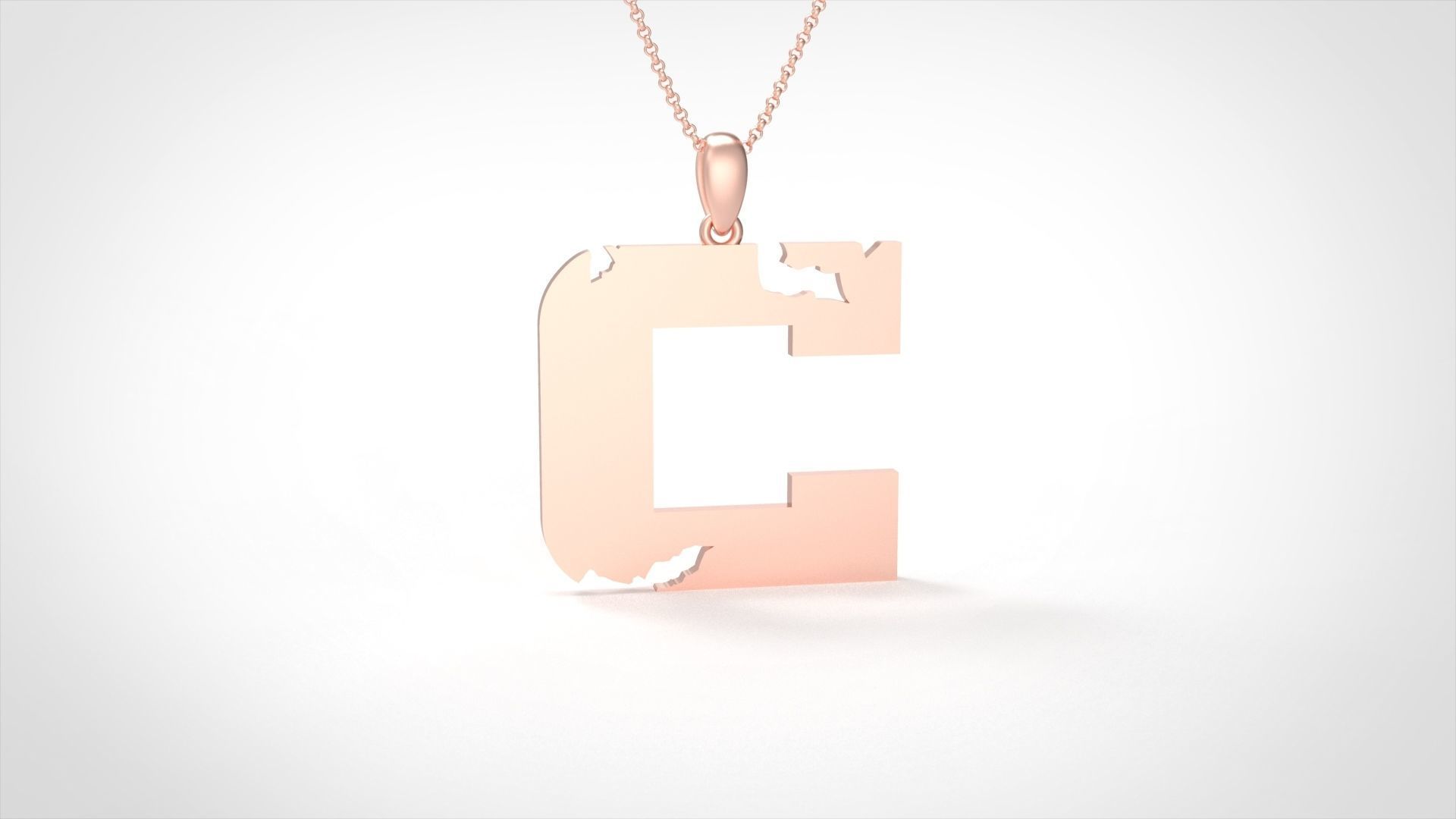 Model 928 C Crack Initial Letter Alphabet Pendant 3D print model_1