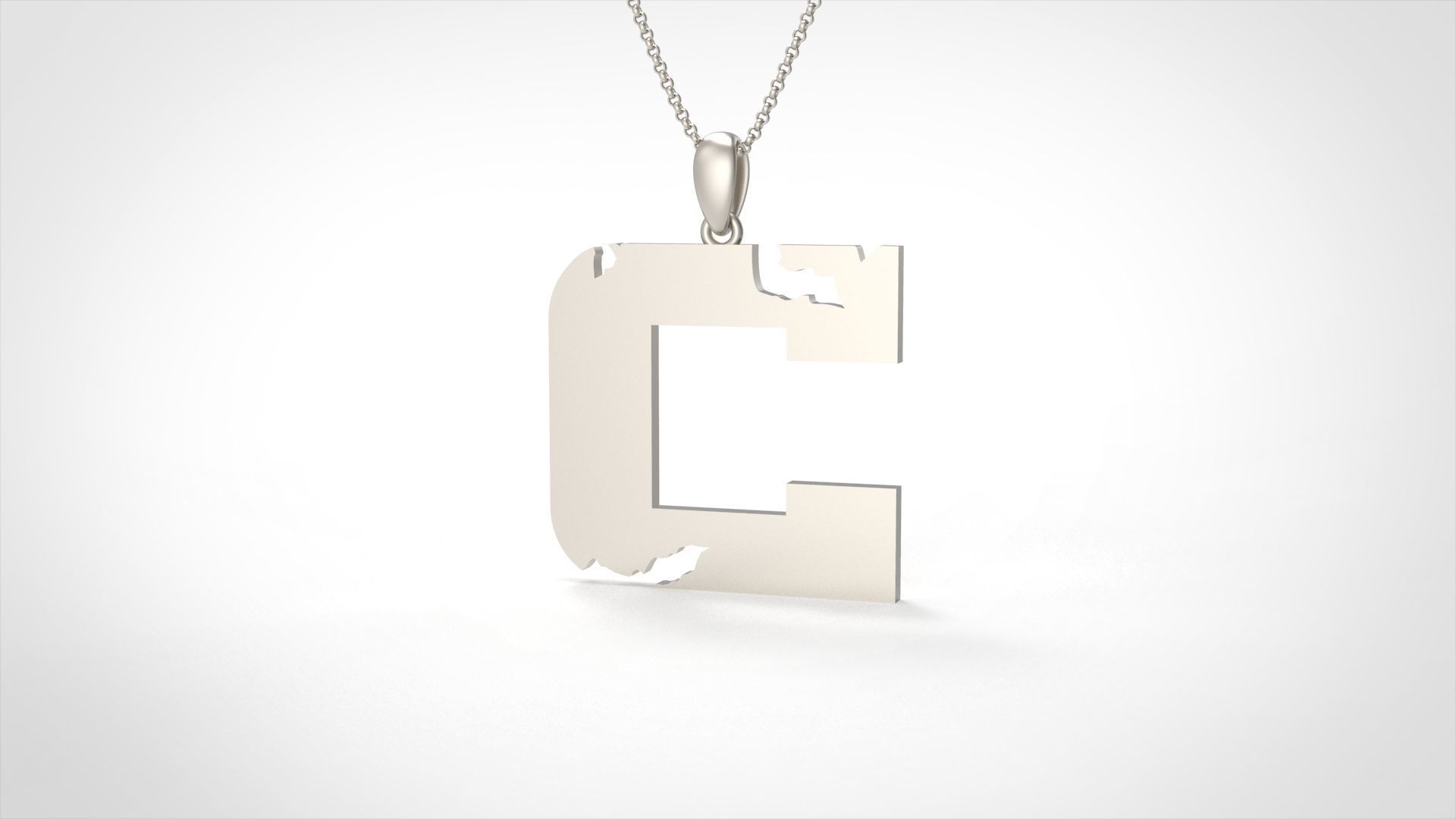 Model 928 C Crack Initial Letter Alphabet Pendant 3D print model_4