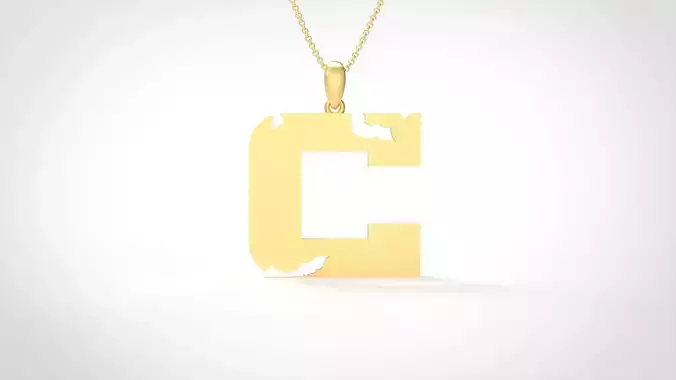 Model 928 C Crack Initial Letter Alphabet Pendant 3D print model
