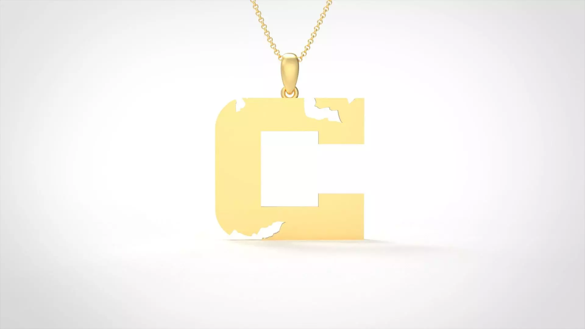Model 928 C Crack Initial Letter Alphabet Pendant 3D print model_0