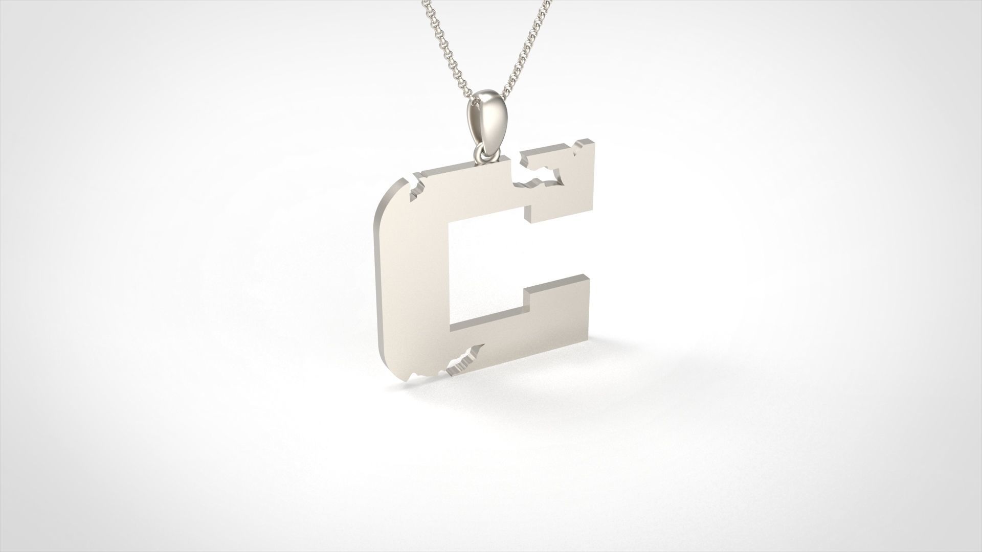 Model 928 C Crack Initial Letter Alphabet Pendant 3D print model_2