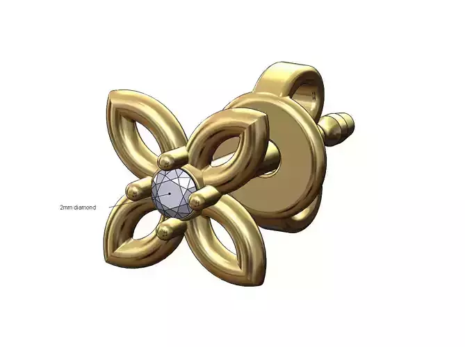 Diamond celtic flower stud earring
