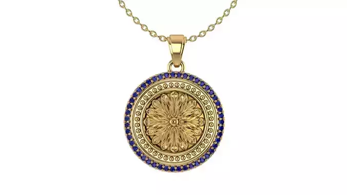 Flower Round Diamnd Necklace Design