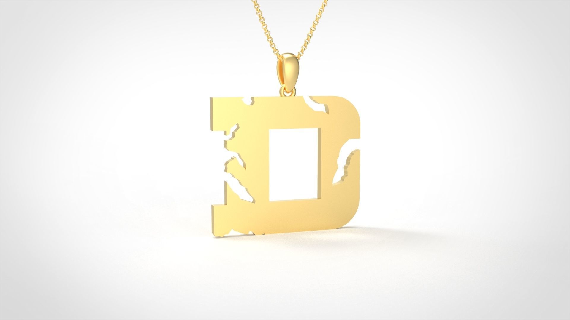 Model 929 D Crack Initial Letter Alphabet Pendant 3D print model_3