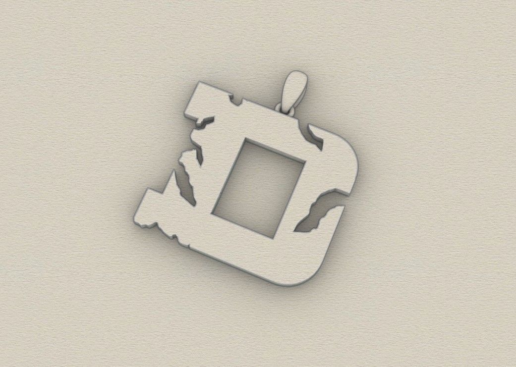 Model 929 D Crack Initial Letter Alphabet Pendant 3D print model_8