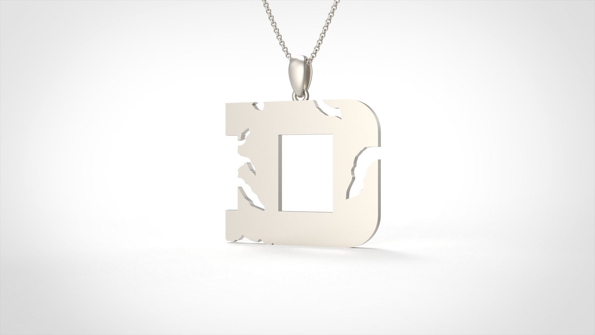 Model 929 D Crack Initial Letter Alphabet Pendant 3D print model_4
