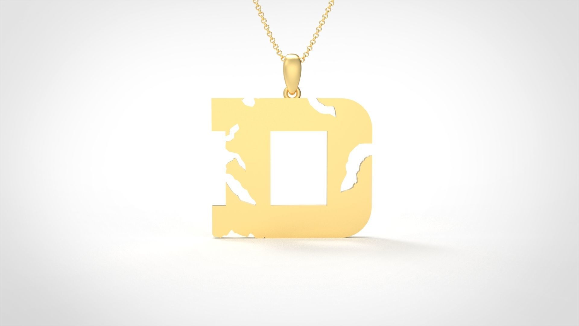 Model 929 D Crack Initial Letter Alphabet Pendant 3D print model_2