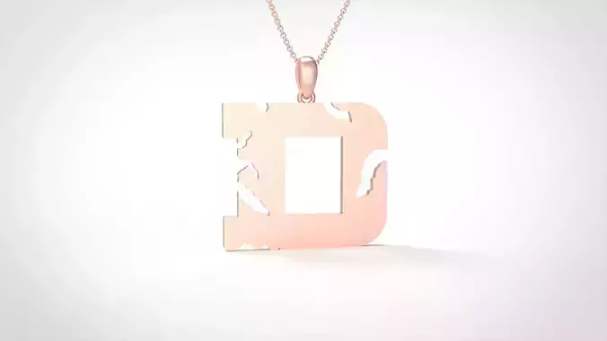 Model 929 D Crack Initial Letter Alphabet Pendant 3D print model