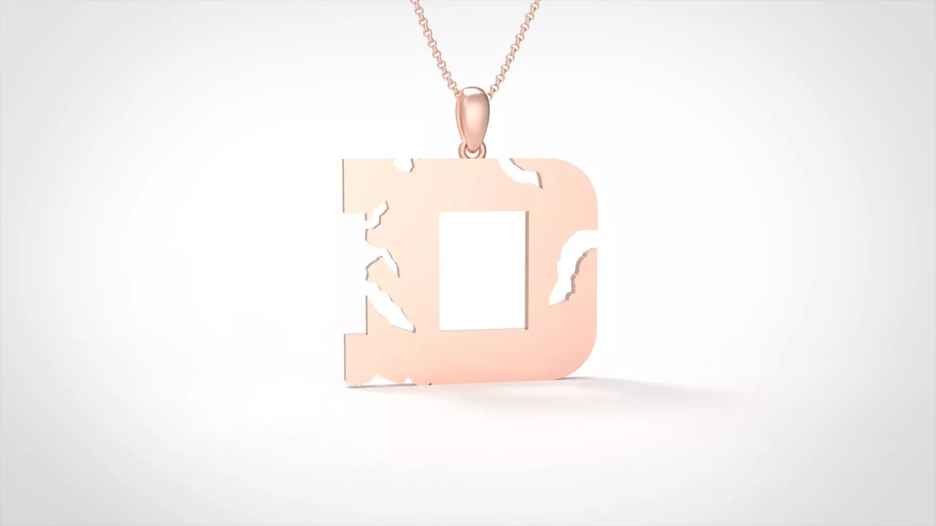 Model 929 D Crack Initial Letter Alphabet Pendant 3D print model_0