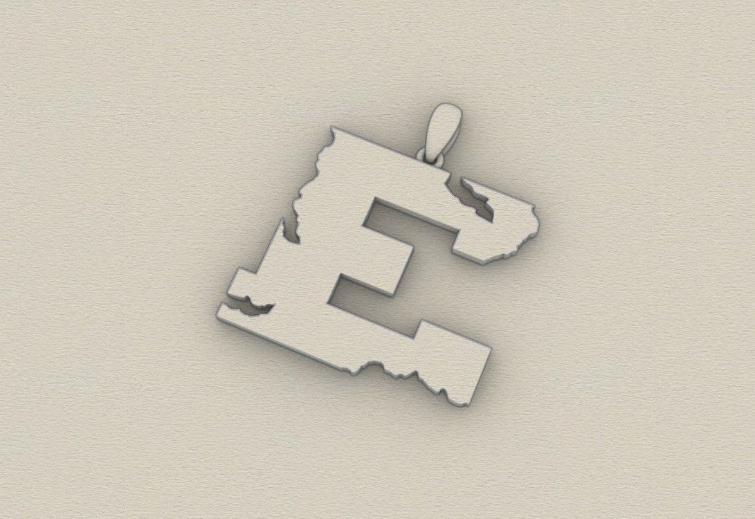 Model 930 E Crack Initial Letter Alphabet Pendant 3D print model_8