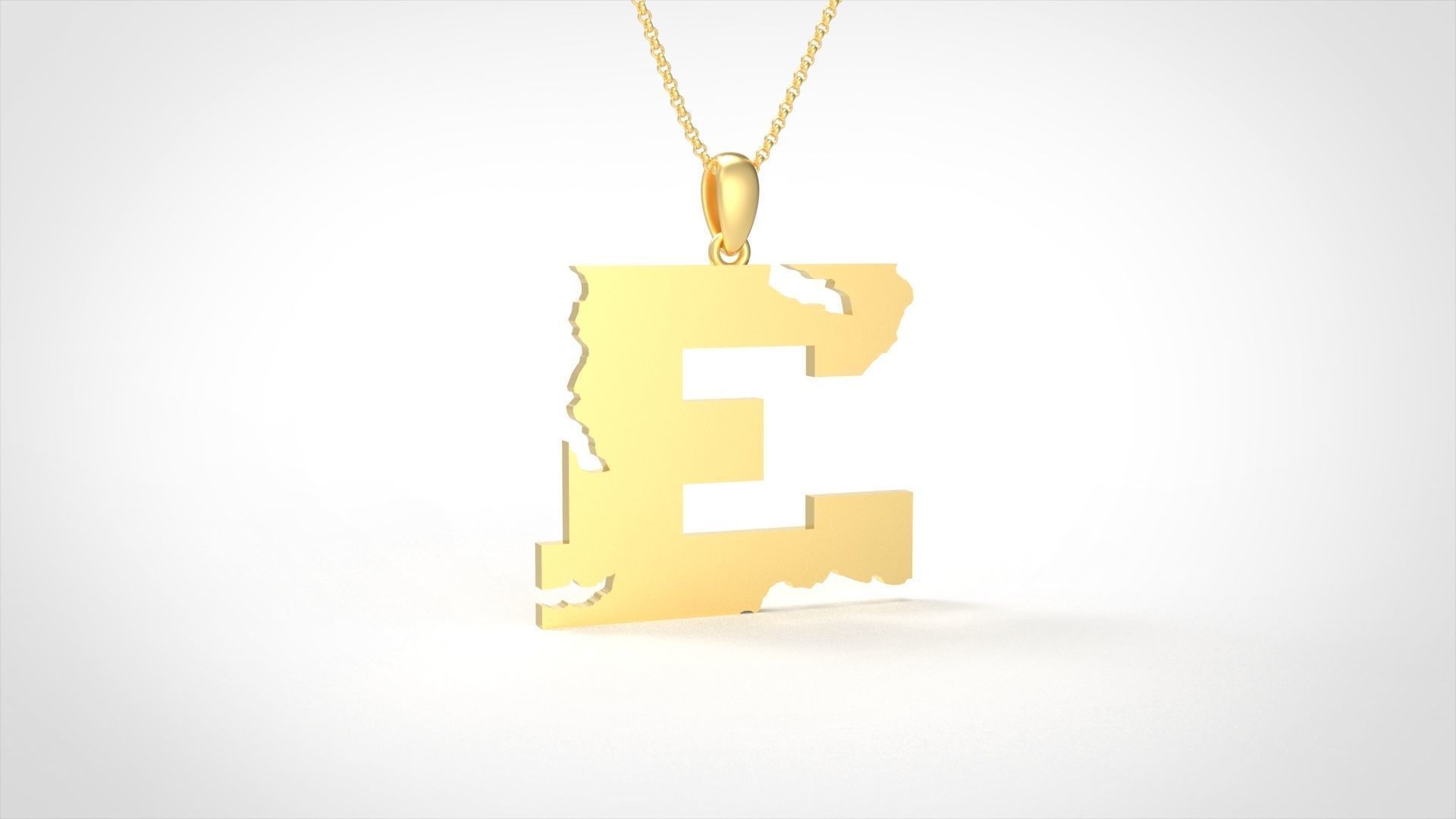 Model 930 E Crack Initial Letter Alphabet Pendant 3D print model_3