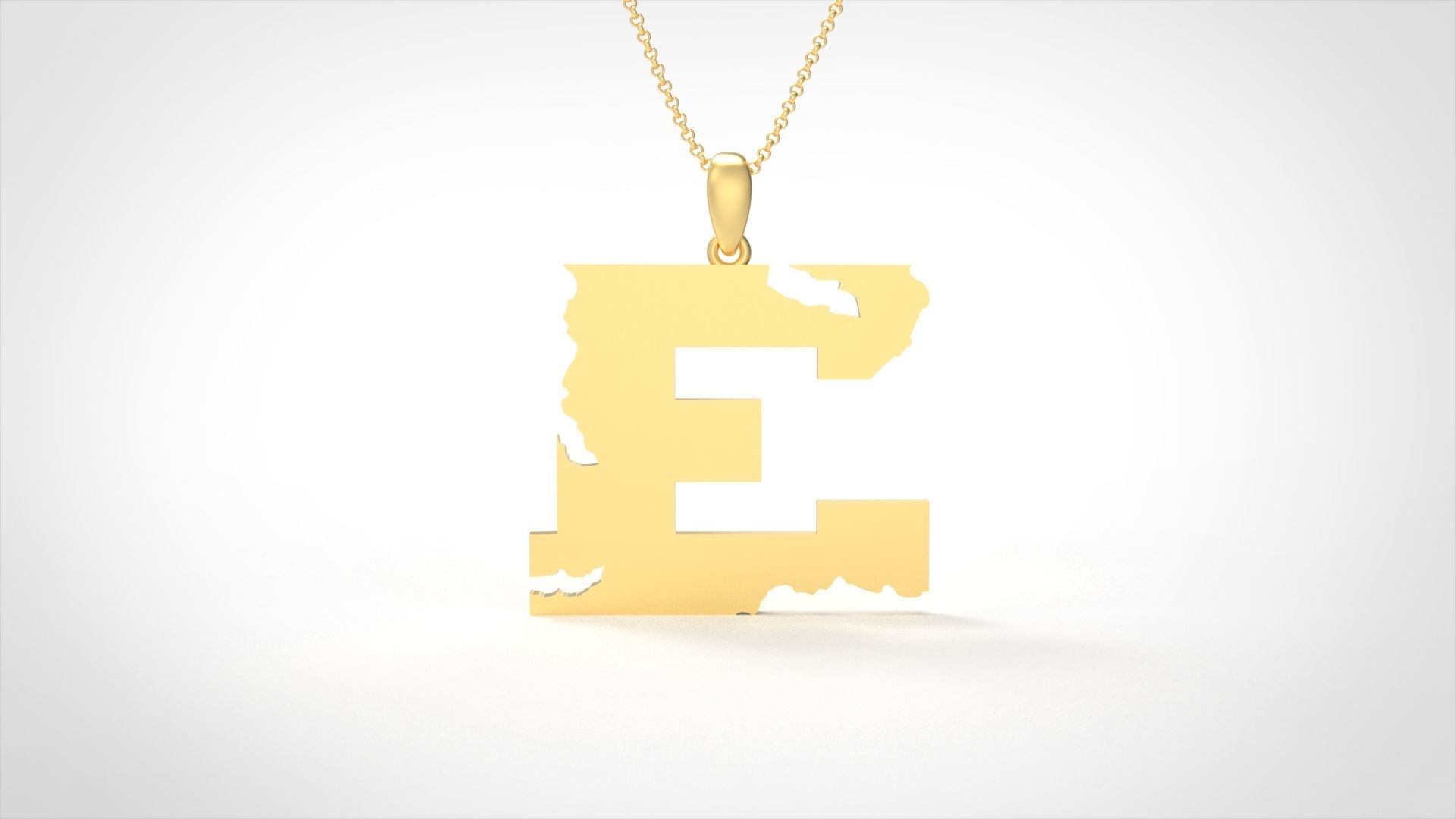 Model 930 E Crack Initial Letter Alphabet Pendant 3D print model_1