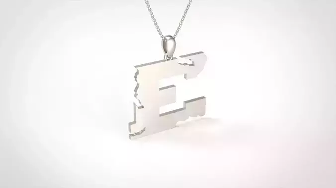 Model 930 E Crack Initial Letter Alphabet Pendant 3D print model