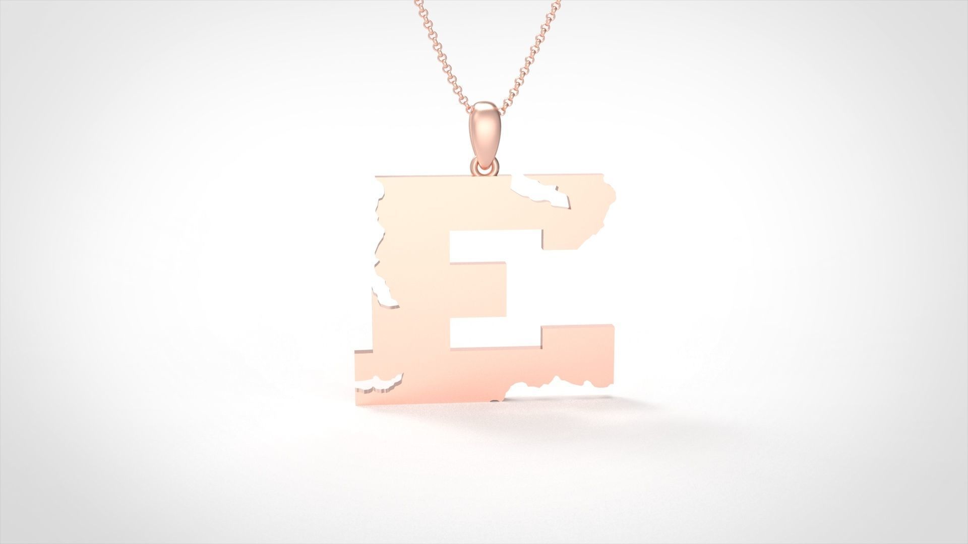 Model 930 E Crack Initial Letter Alphabet Pendant 3D print model_2