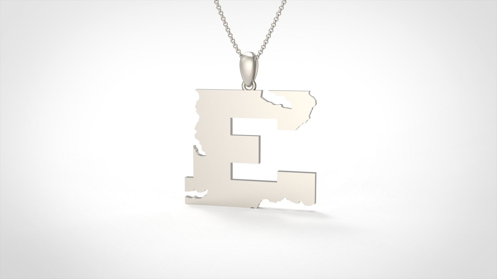 Model 930 E Crack Initial Letter Alphabet Pendant 3D print model_4