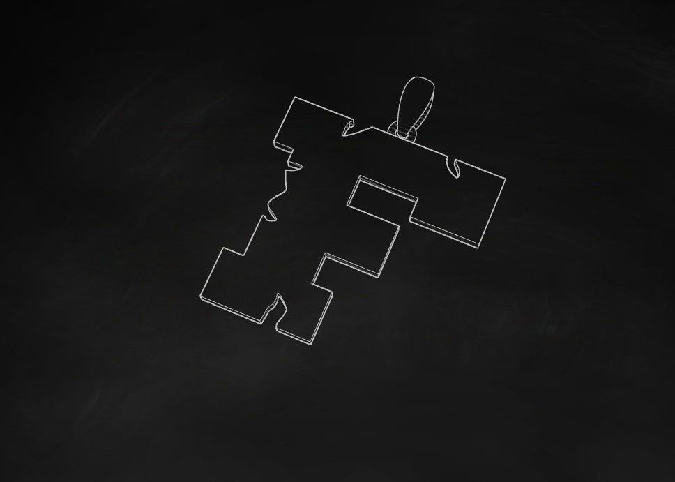 Model 931 F Crack Initial Letter Alphabet Pendant 3D print model_9