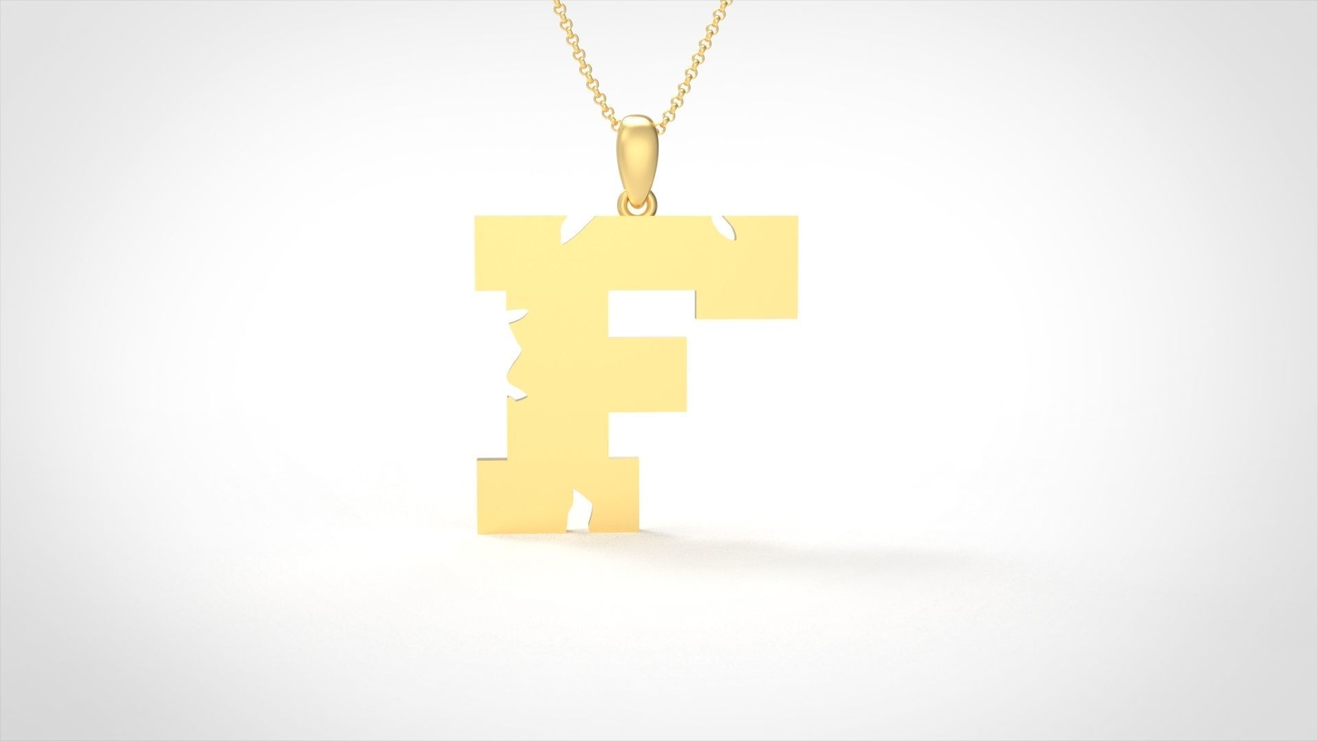 Model 931 F Crack Initial Letter Alphabet Pendant 3D print model_3