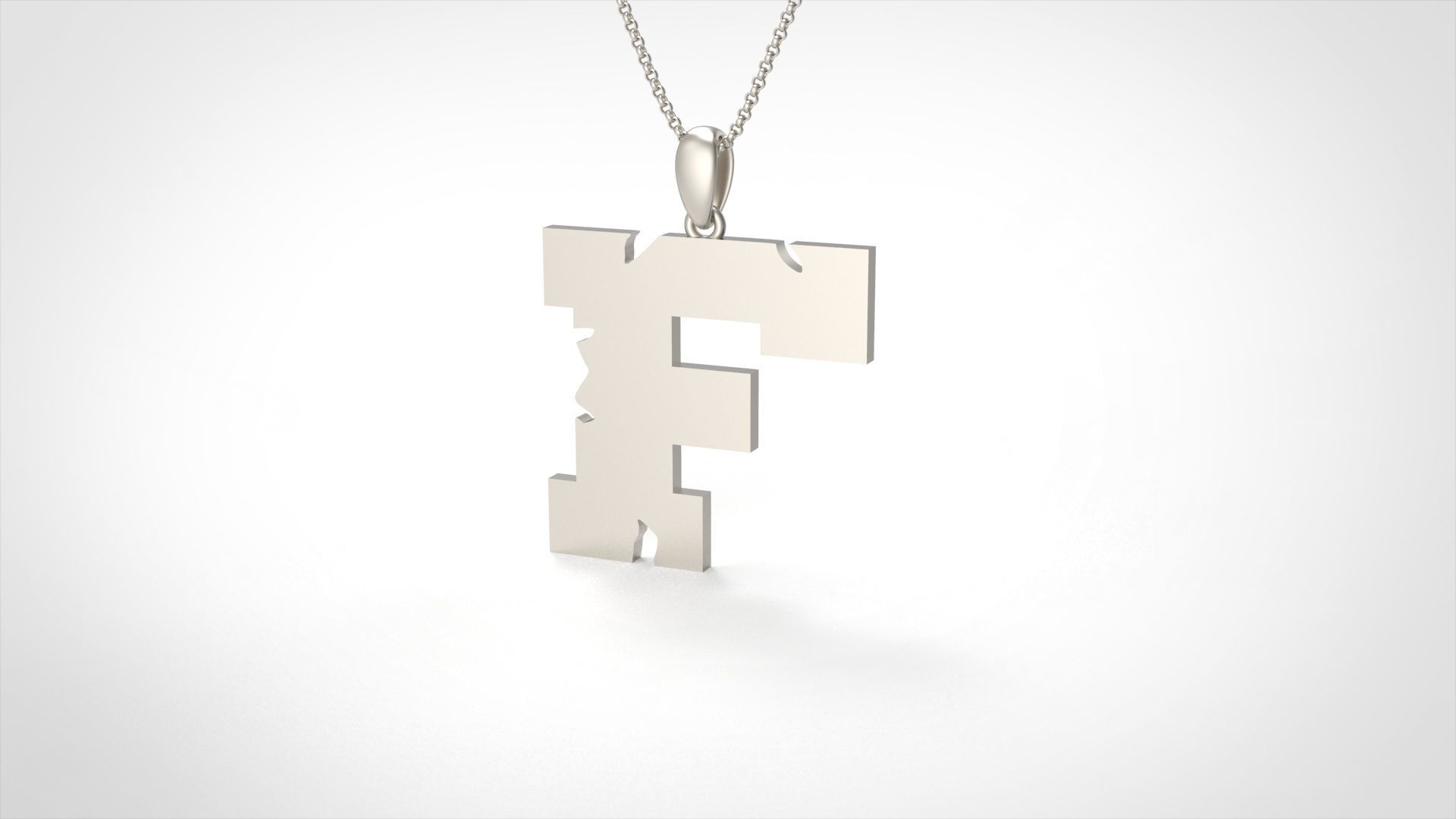 Model 931 F Crack Initial Letter Alphabet Pendant 3D print model_2