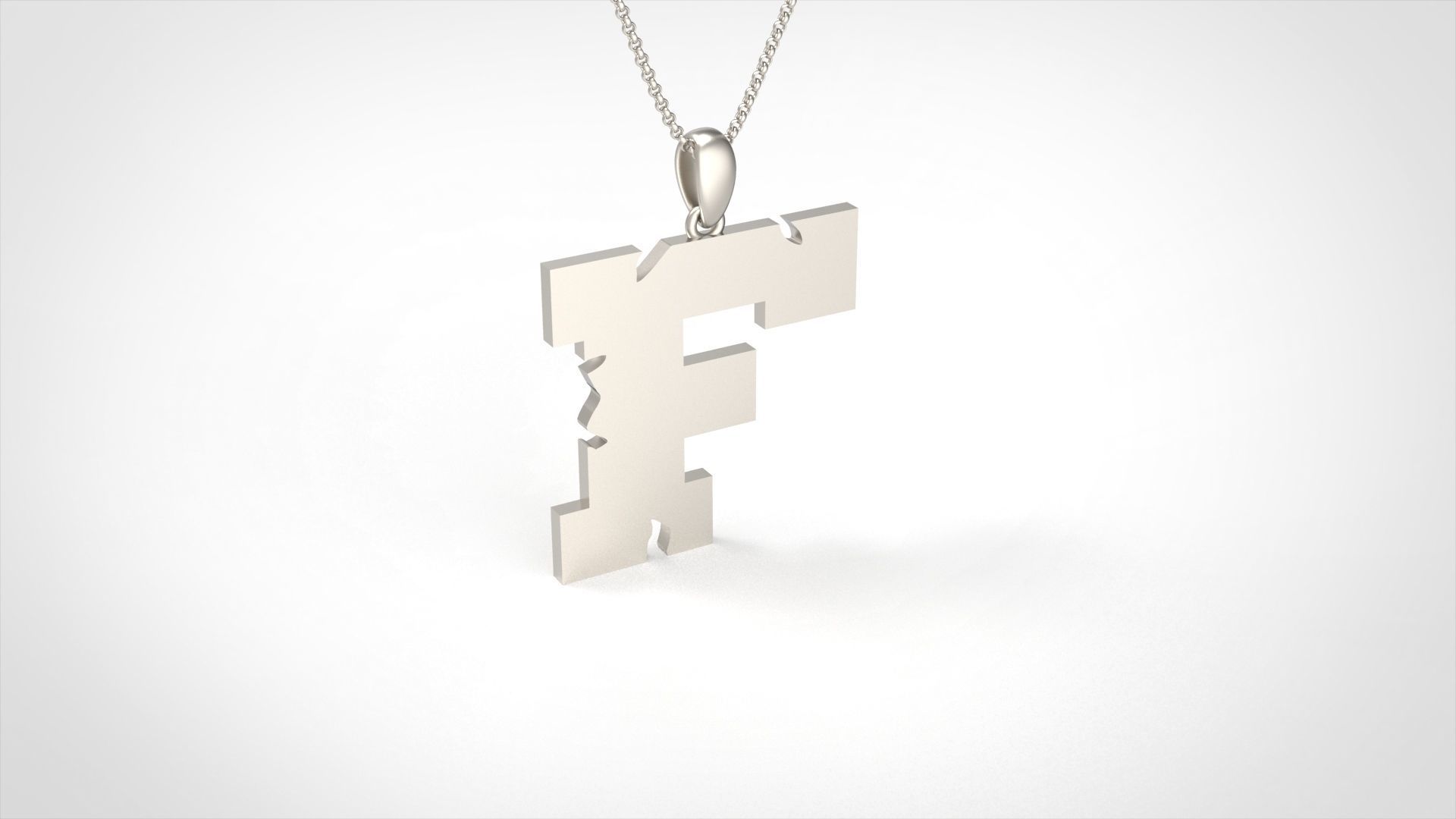 Model 931 F Crack Initial Letter Alphabet Pendant 3D print model_4