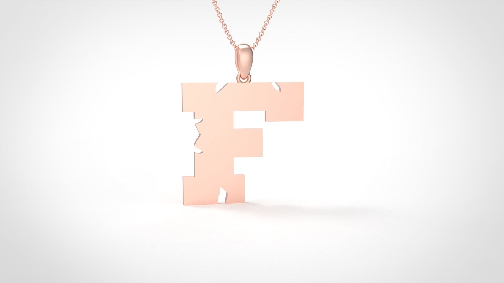 Model 931 F Crack Initial Letter Alphabet Pendant 3D print model_1