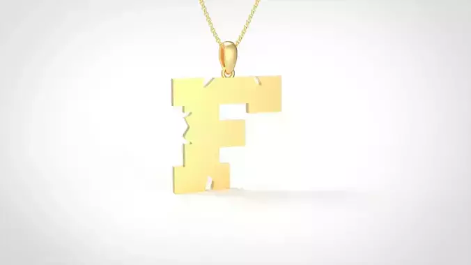 Model 931 F Crack Initial Letter Alphabet Pendant 3D print model