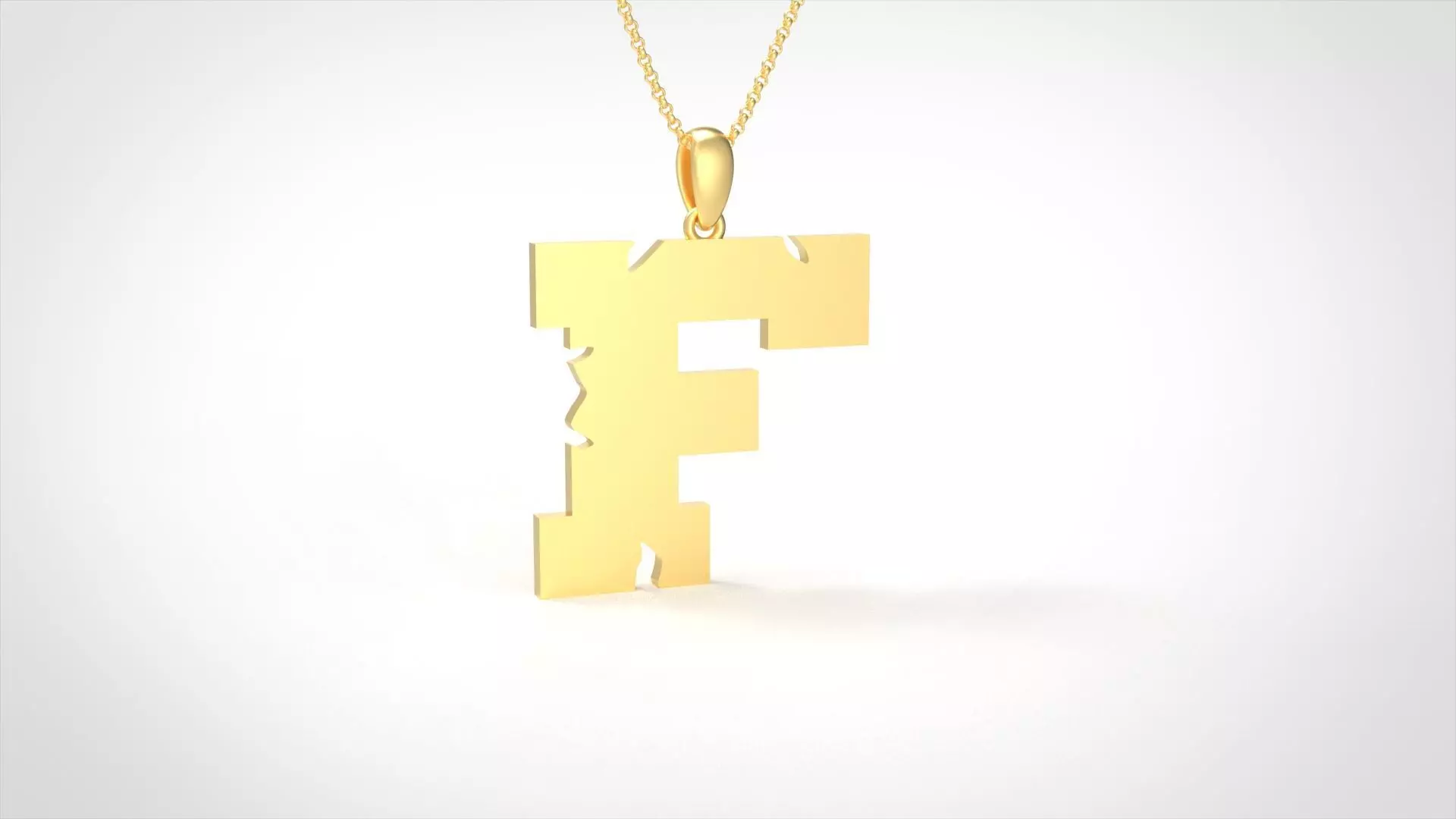 Model 931 F Crack Initial Letter Alphabet Pendant 3D print model_0