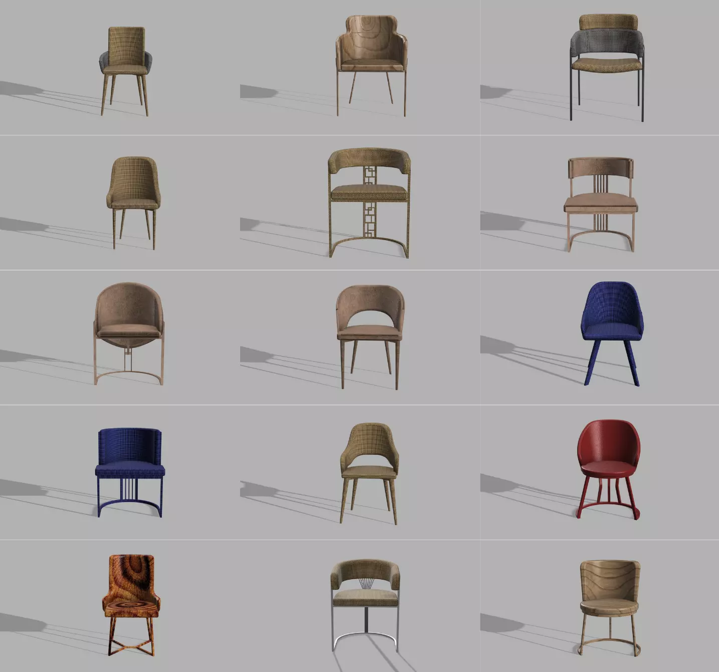 Furniture Chair Collection - 15 Pieces - STL OBJ FBX 3D print model_0