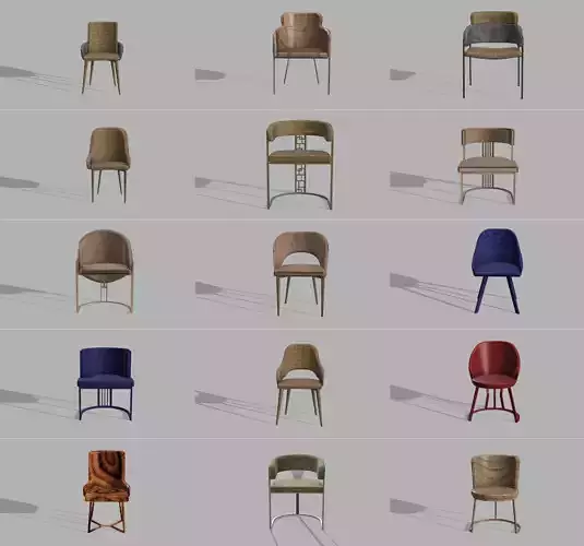 Furniture Chair Collection - 15 Pieces - STL OBJ FBX 3D print model
