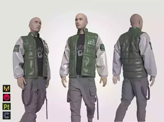 menswear man clothes pants shirt puffer jacket  3D model
