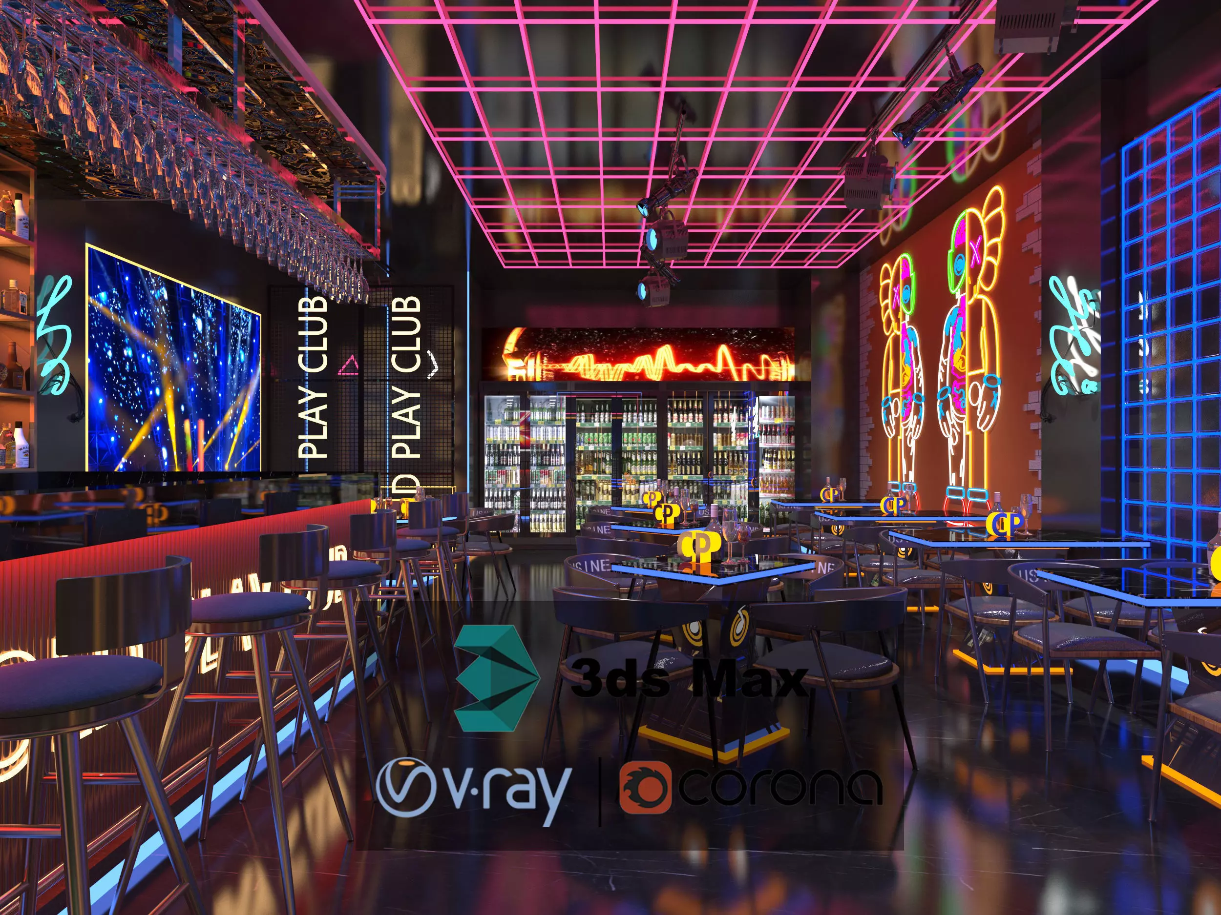 Modern bar 3D model_0