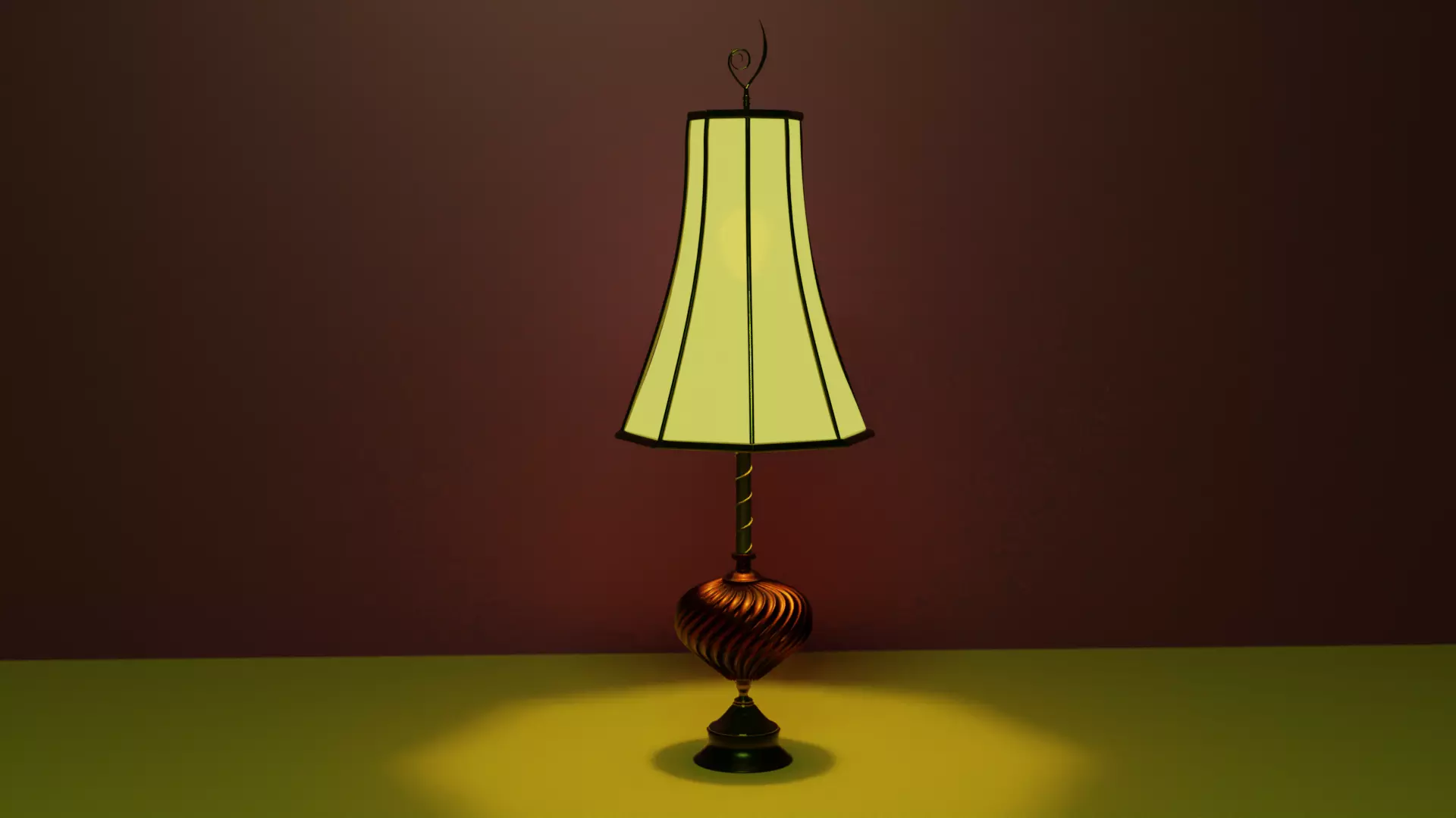 Night table lamp for game animation antique vintage Low-poly 3D model_0