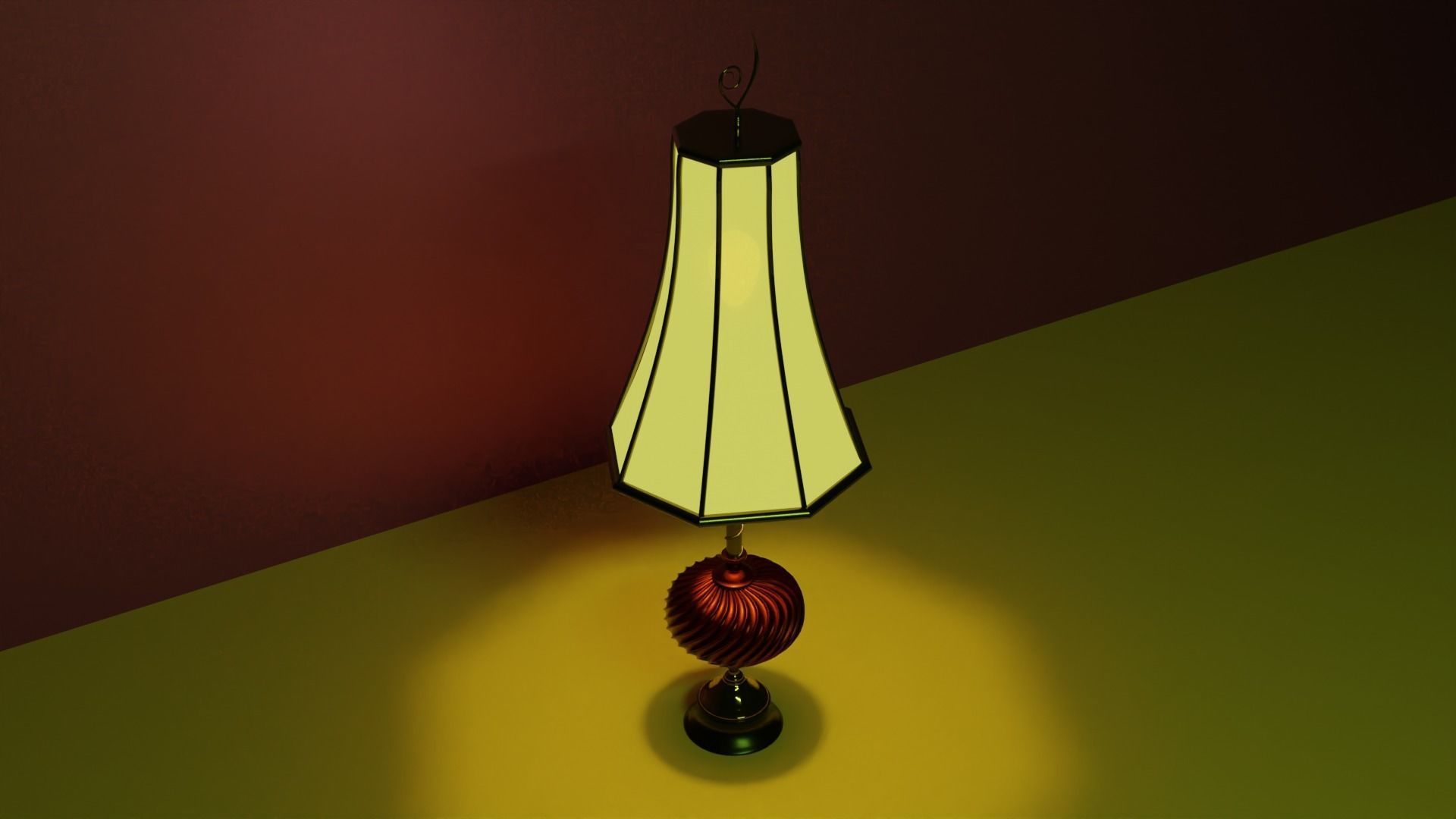 Night table lamp for game animation antique vintage Low-poly 3D model_2