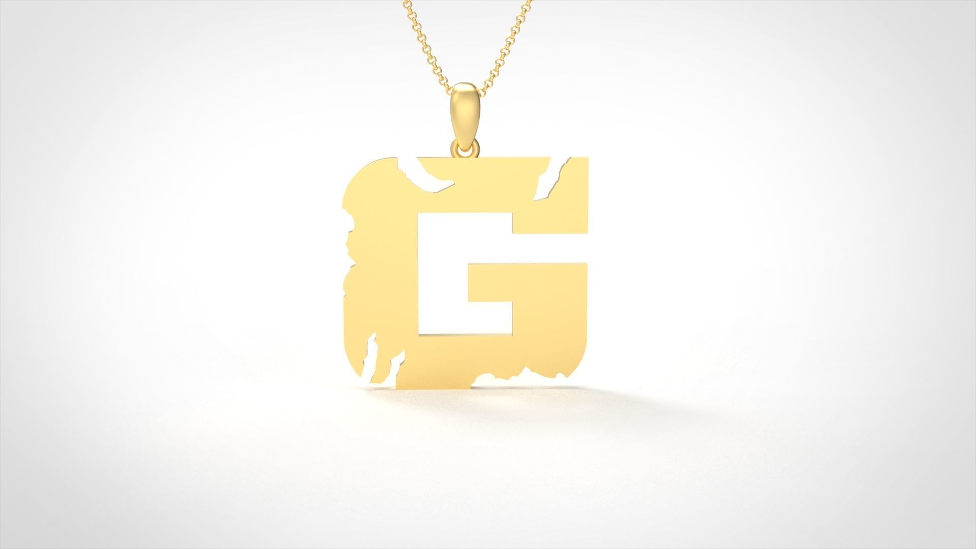 Model 932 G Crack Initial Letter Alphabet Pendant 3D print model_3