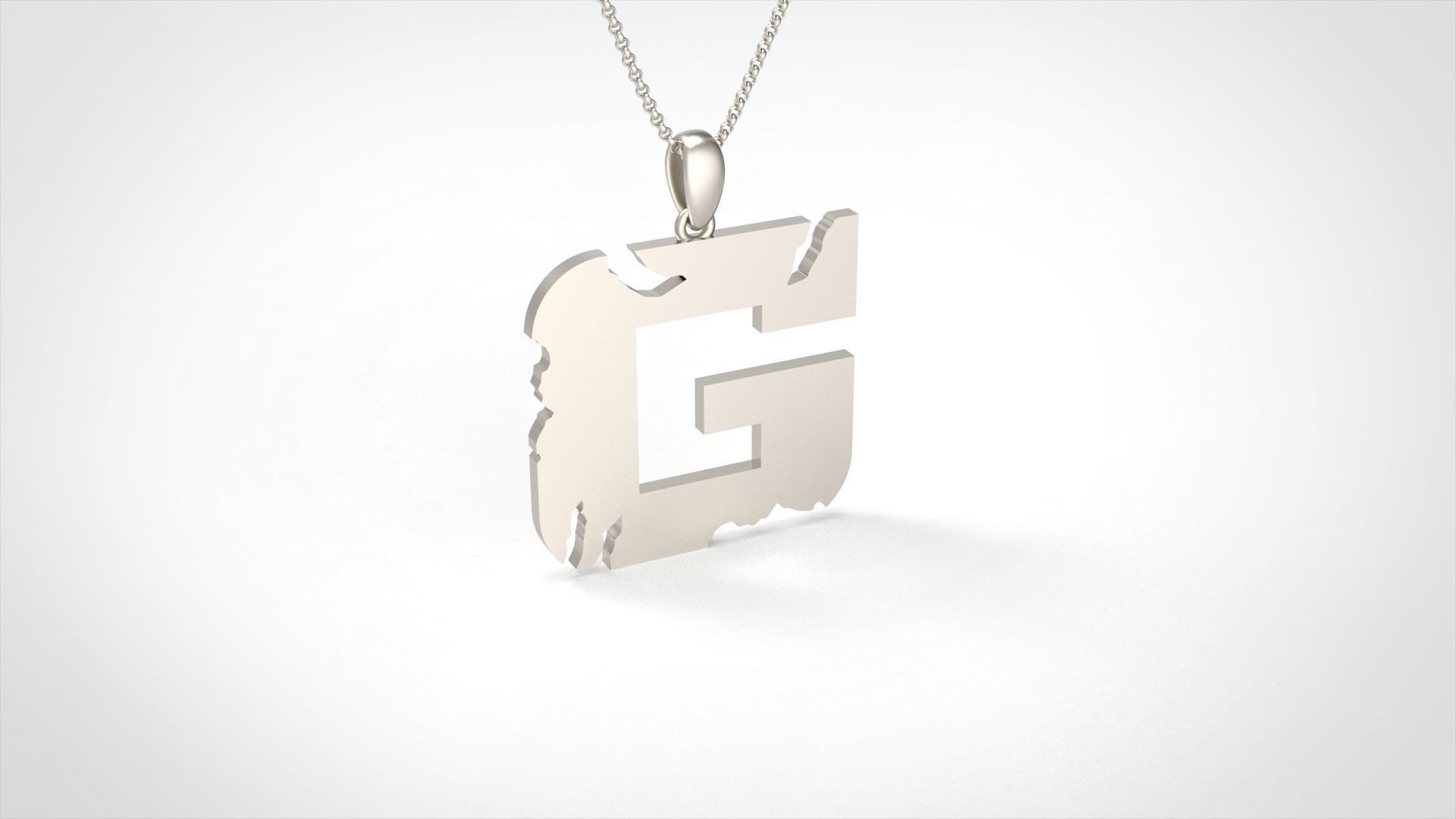 Model 932 G Crack Initial Letter Alphabet Pendant 3D print model_2