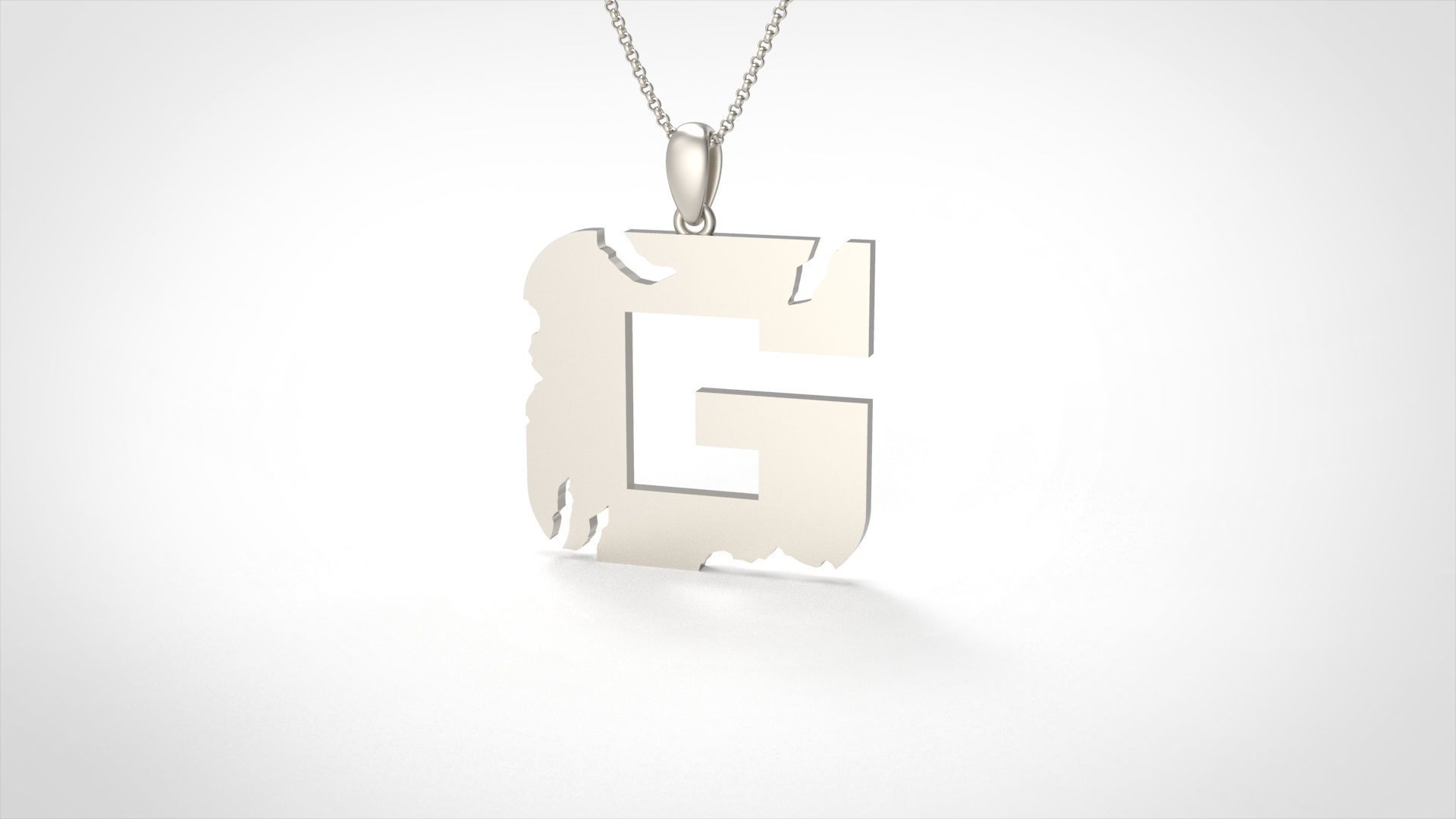 Model 932 G Crack Initial Letter Alphabet Pendant 3D print model_4