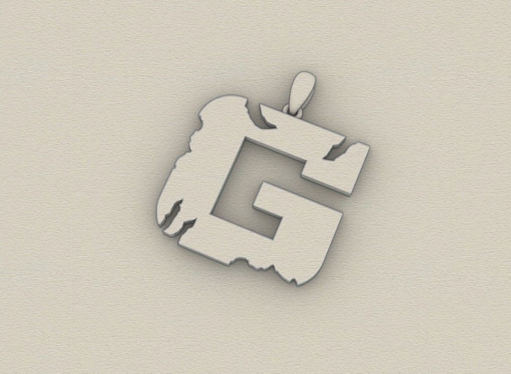 Model 932 G Crack Initial Letter Alphabet Pendant 3D print model_8