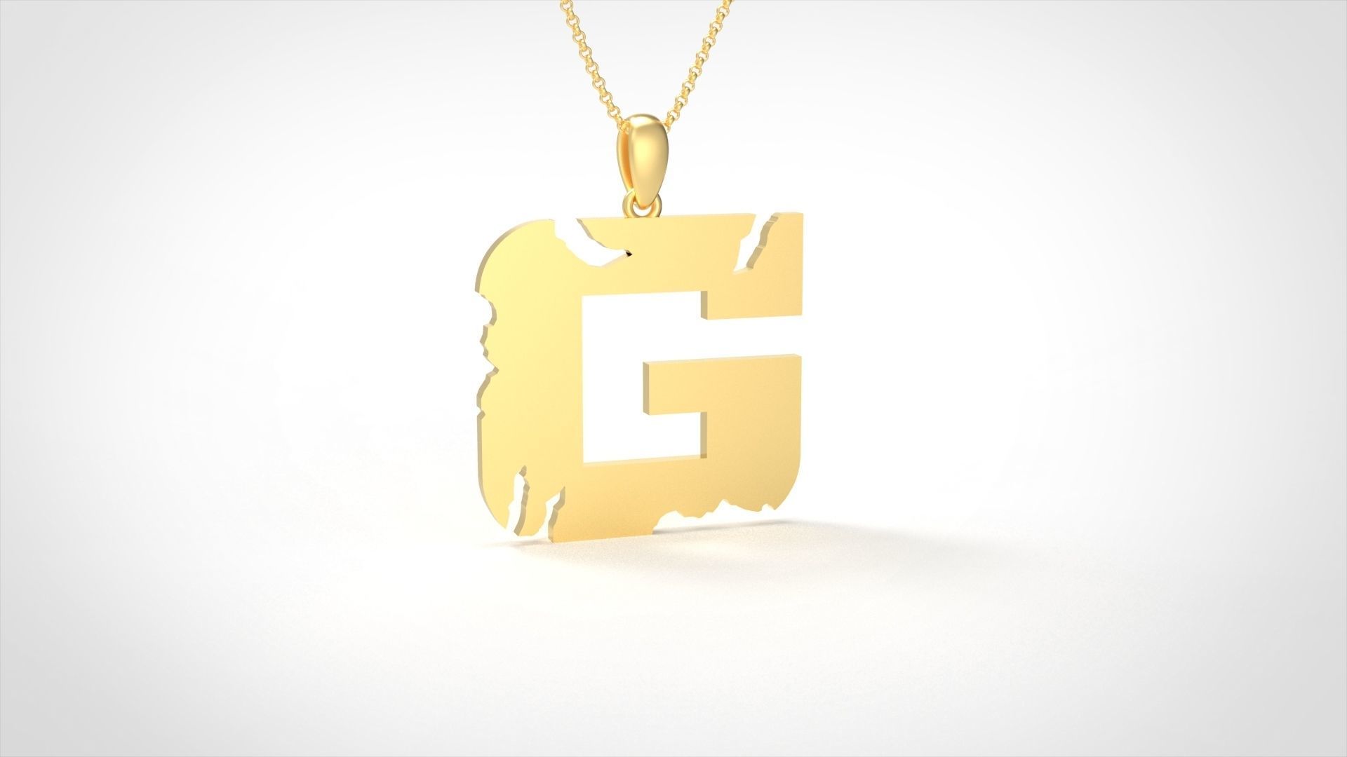 Model 932 G Crack Initial Letter Alphabet Pendant 3D print model_1