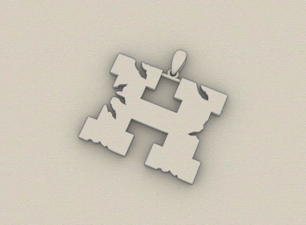 Model 933 H Crack Initial Letter Alphabet Pendant 3D print model_8