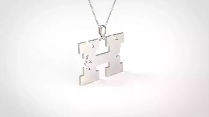 Model 933 H Crack Initial Letter Alphabet Pendant 3D print model