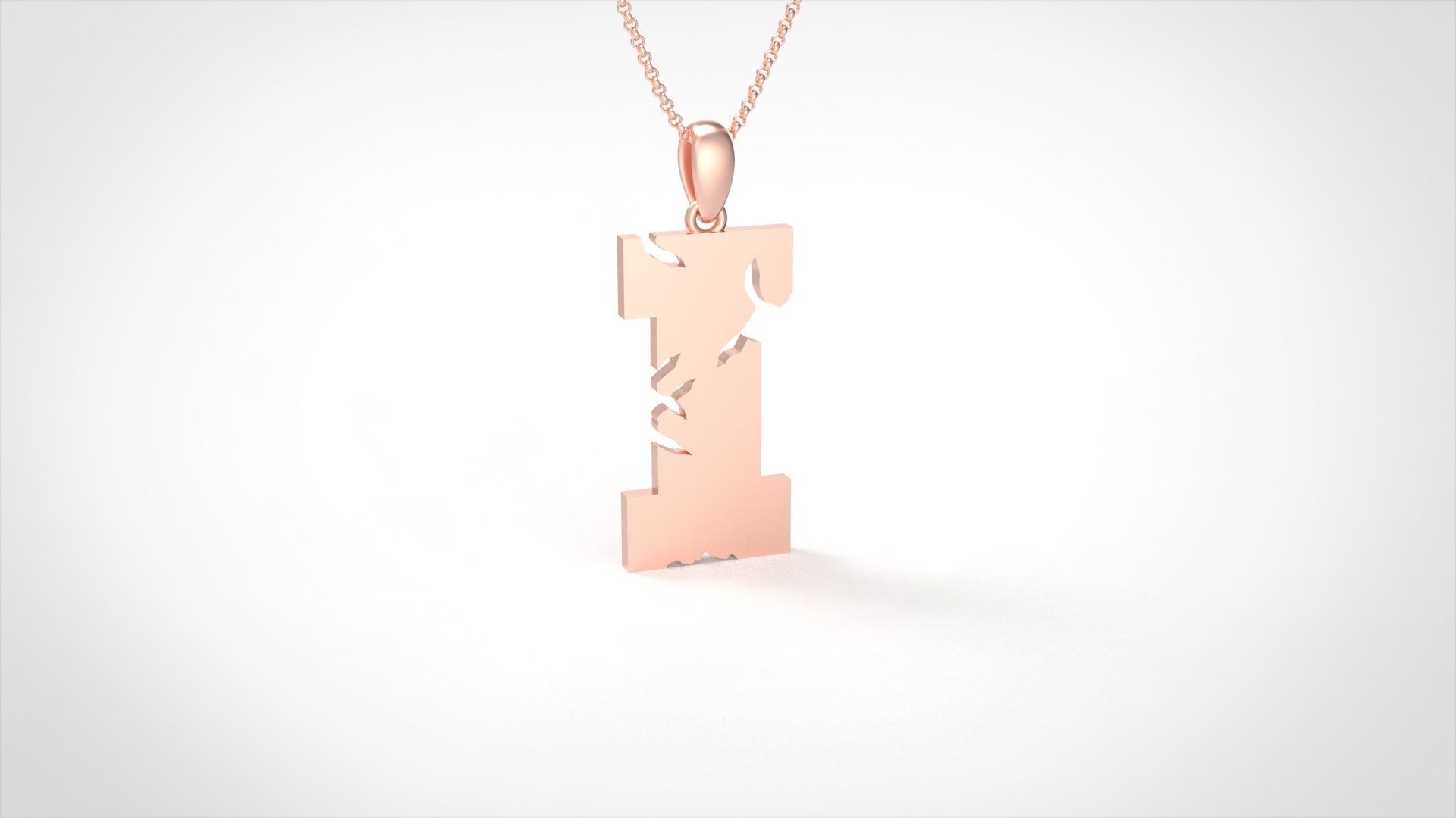 Model 934 I Crack Initial Letter Alphabet Pendant 3D print model_1