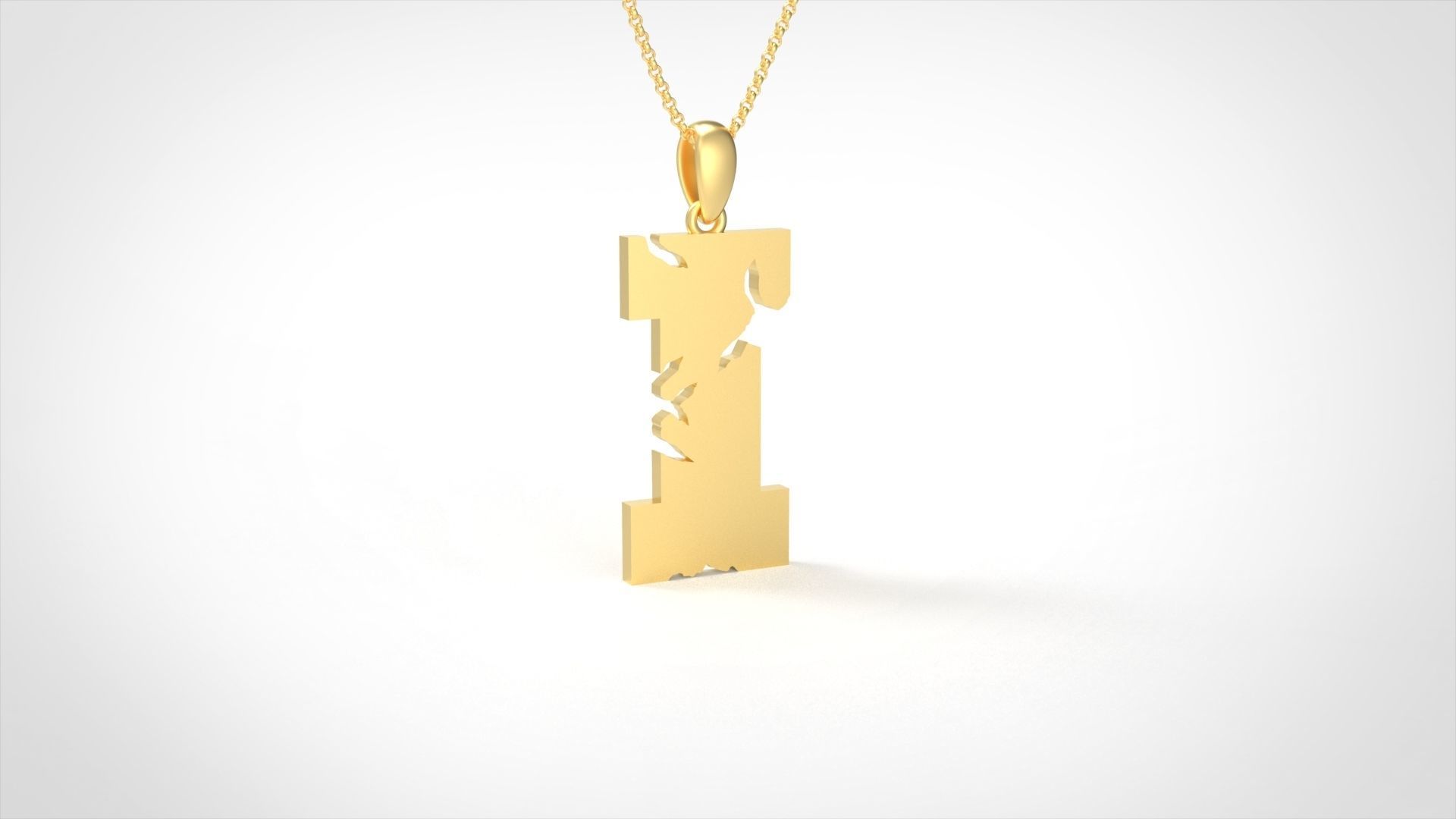 Model 934 I Crack Initial Letter Alphabet Pendant 3D print model_3