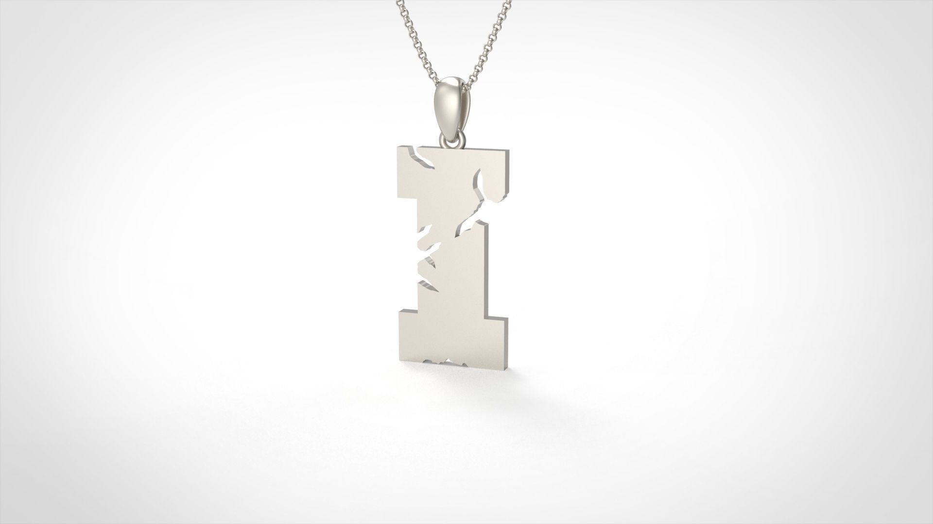 Model 934 I Crack Initial Letter Alphabet Pendant 3D print model_4