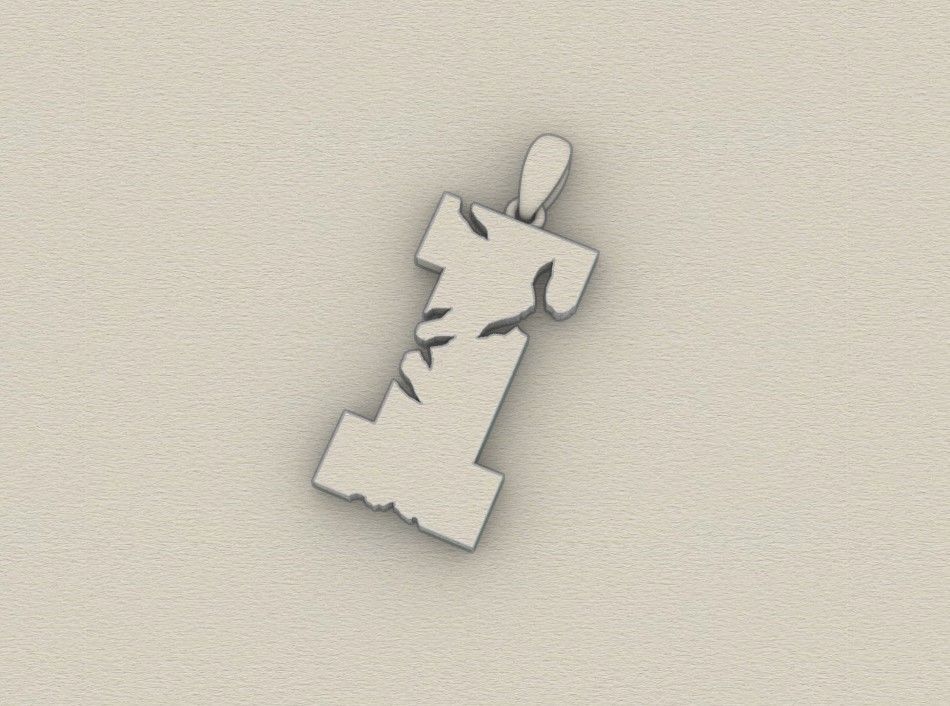 Model 934 I Crack Initial Letter Alphabet Pendant 3D print model_8
