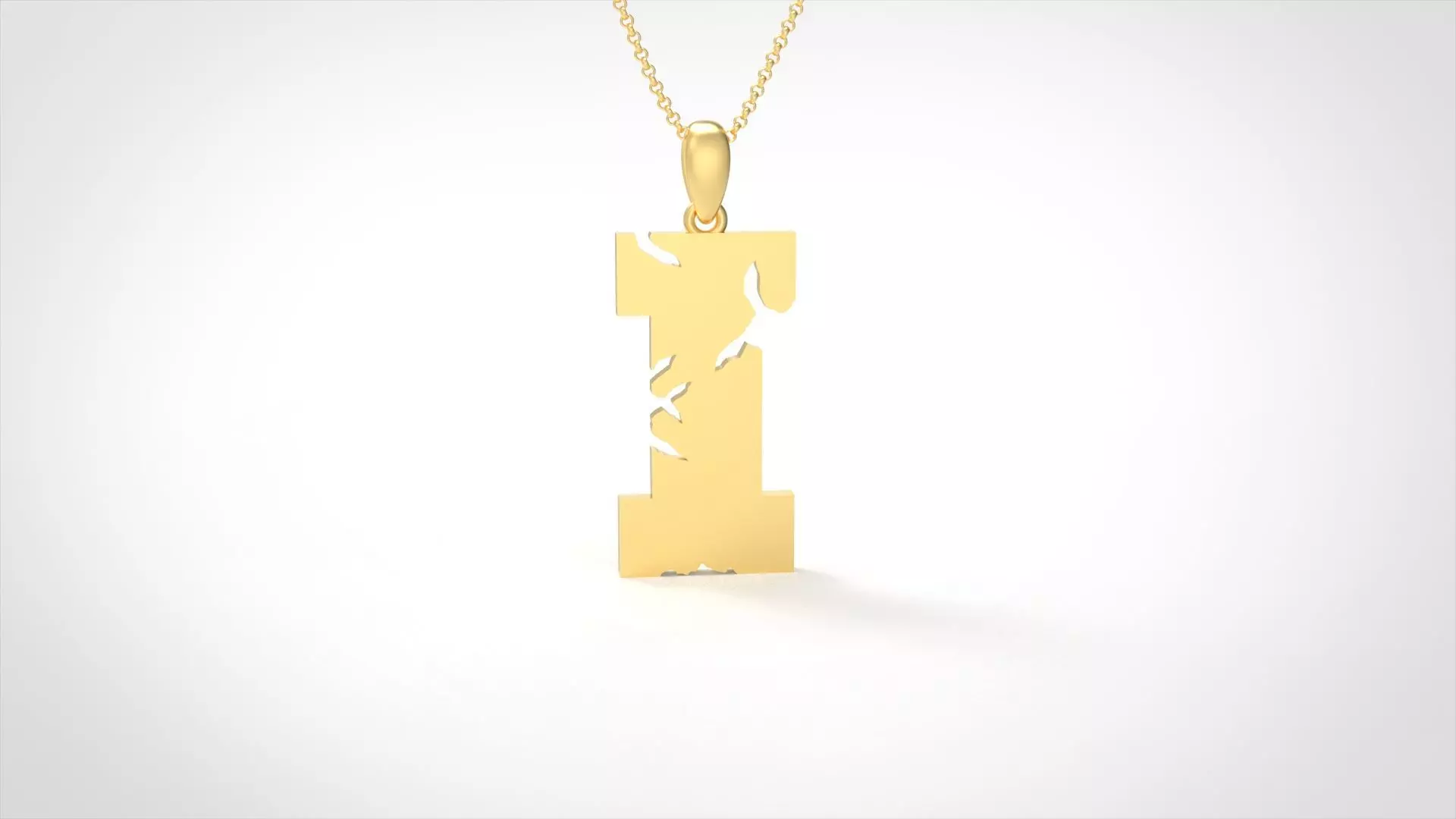 Model 934 I Crack Initial Letter Alphabet Pendant 3D print model_0