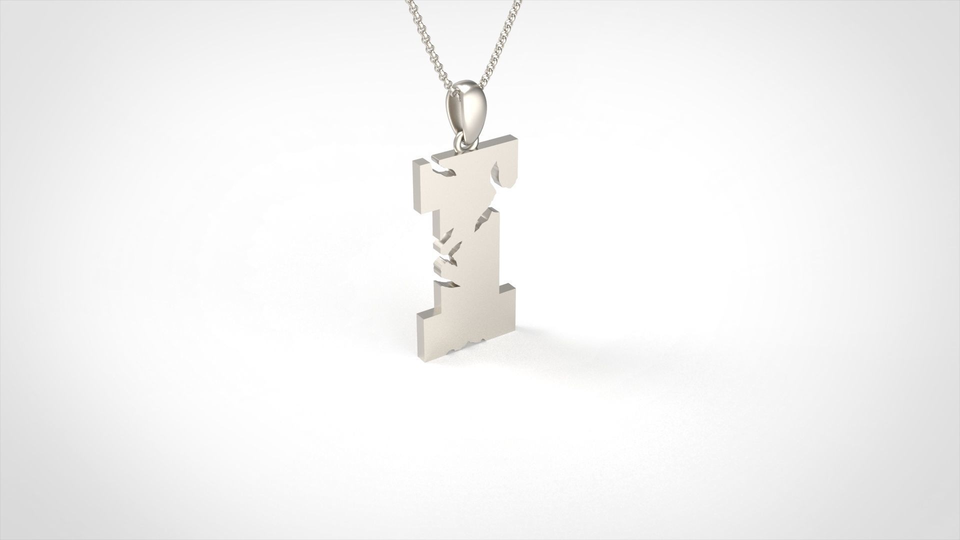 Model 934 I Crack Initial Letter Alphabet Pendant 3D print model_2