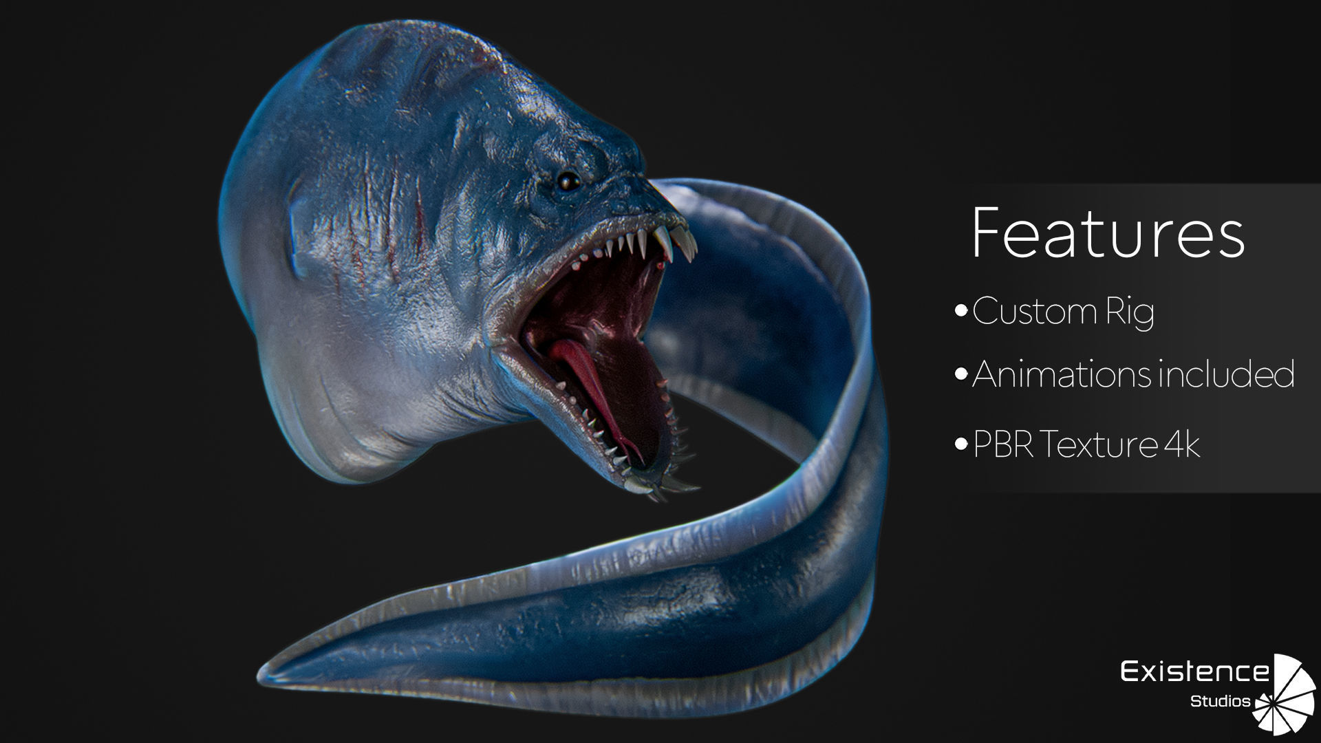 Fish low poly model - Moray Eel fish - horror - monster fish 4 Low-poly 3D model_3