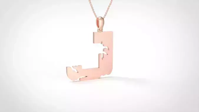 Model 935 J Crack Initial Letter Alphabet Pendant 3D print model