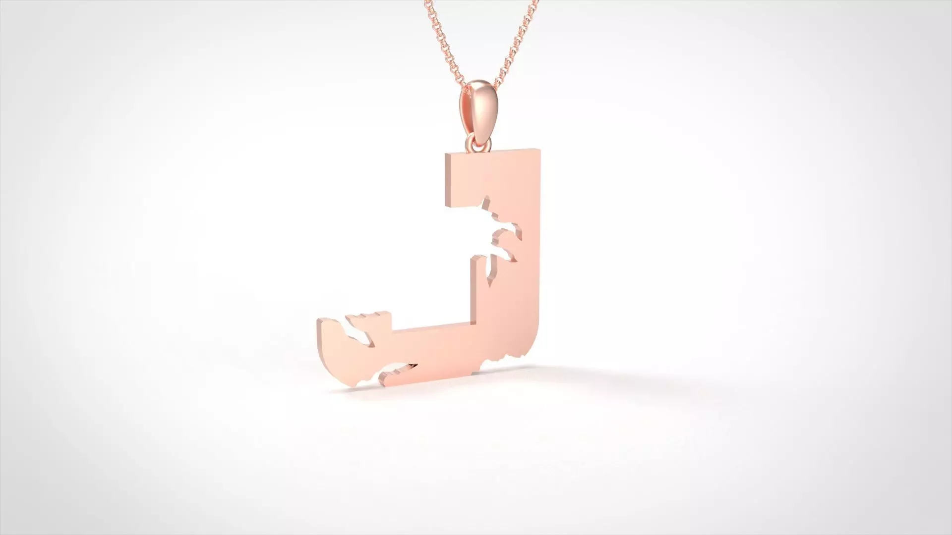 Model 935 J Crack Initial Letter Alphabet Pendant 3D print model_0