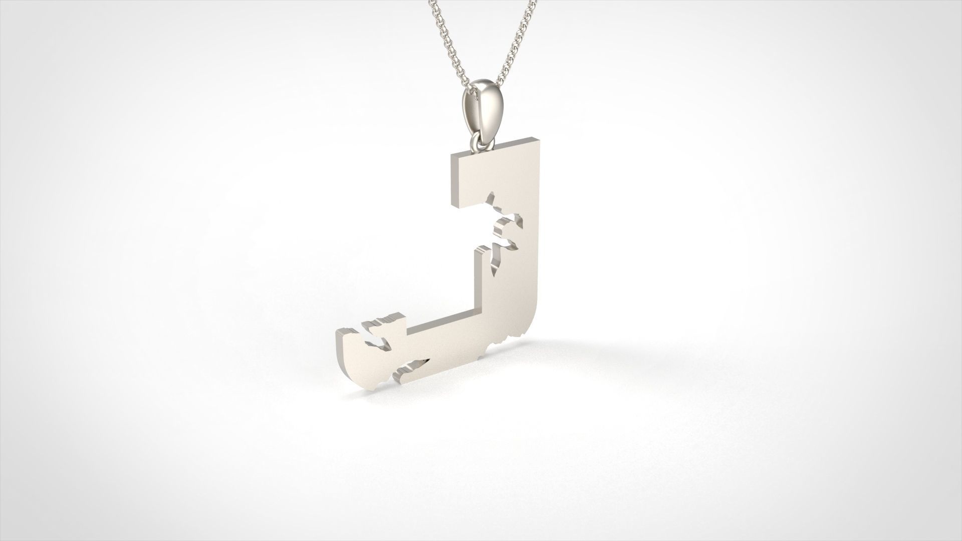 Model 935 J Crack Initial Letter Alphabet Pendant 3D print model_2